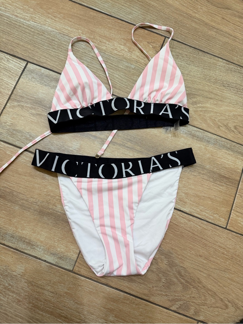 Victoria's Secret Pink Stripe Bralette Bikini Set XS